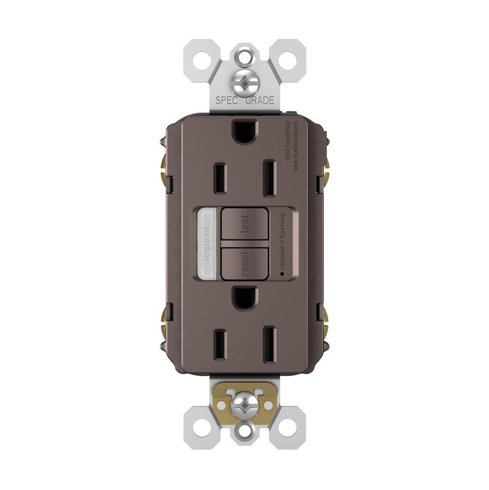 radiant 15A Tamper-Resistant Self-Test GFCI Outlet with Night Light, Dark Bronze