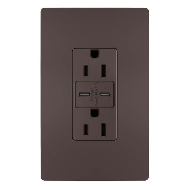 Legrand - radiant 15A Tamper-Resistant USB Type C/C Outlet, Dark Bronze - Dark Bronze