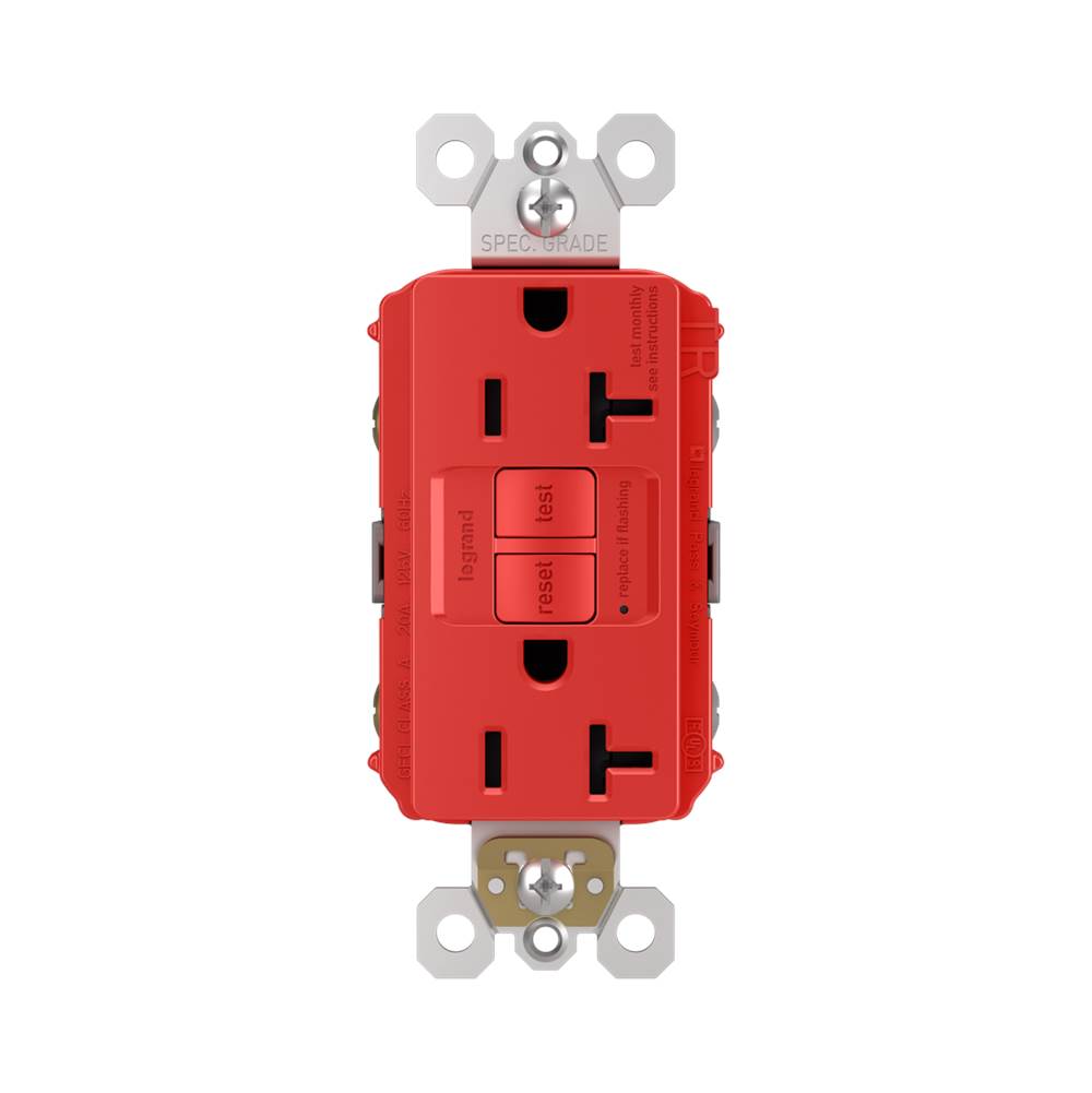 radiant Spec-Grade 20A Tamper-Resistant Self-Test GFCI Receptacle, Red