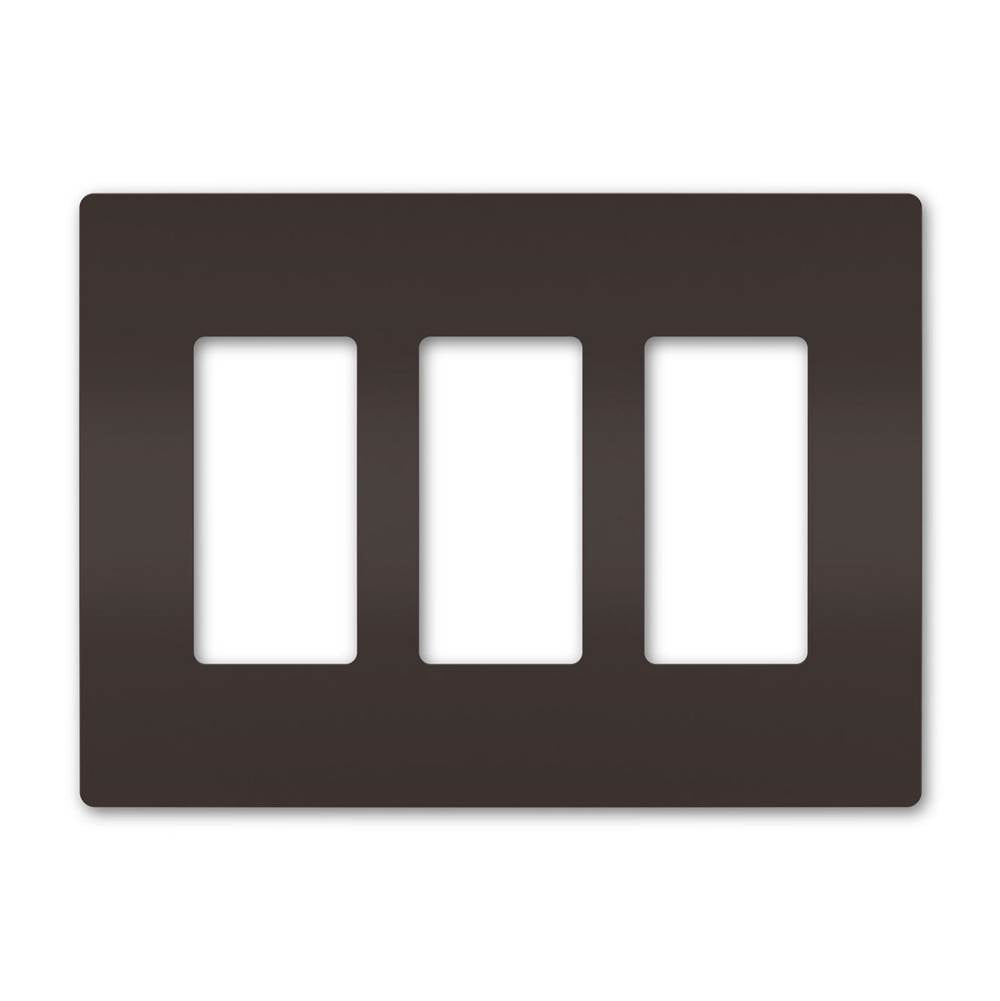Legrand - radiant Three-Gang Screwless Wall Plate, Brown - Brown
