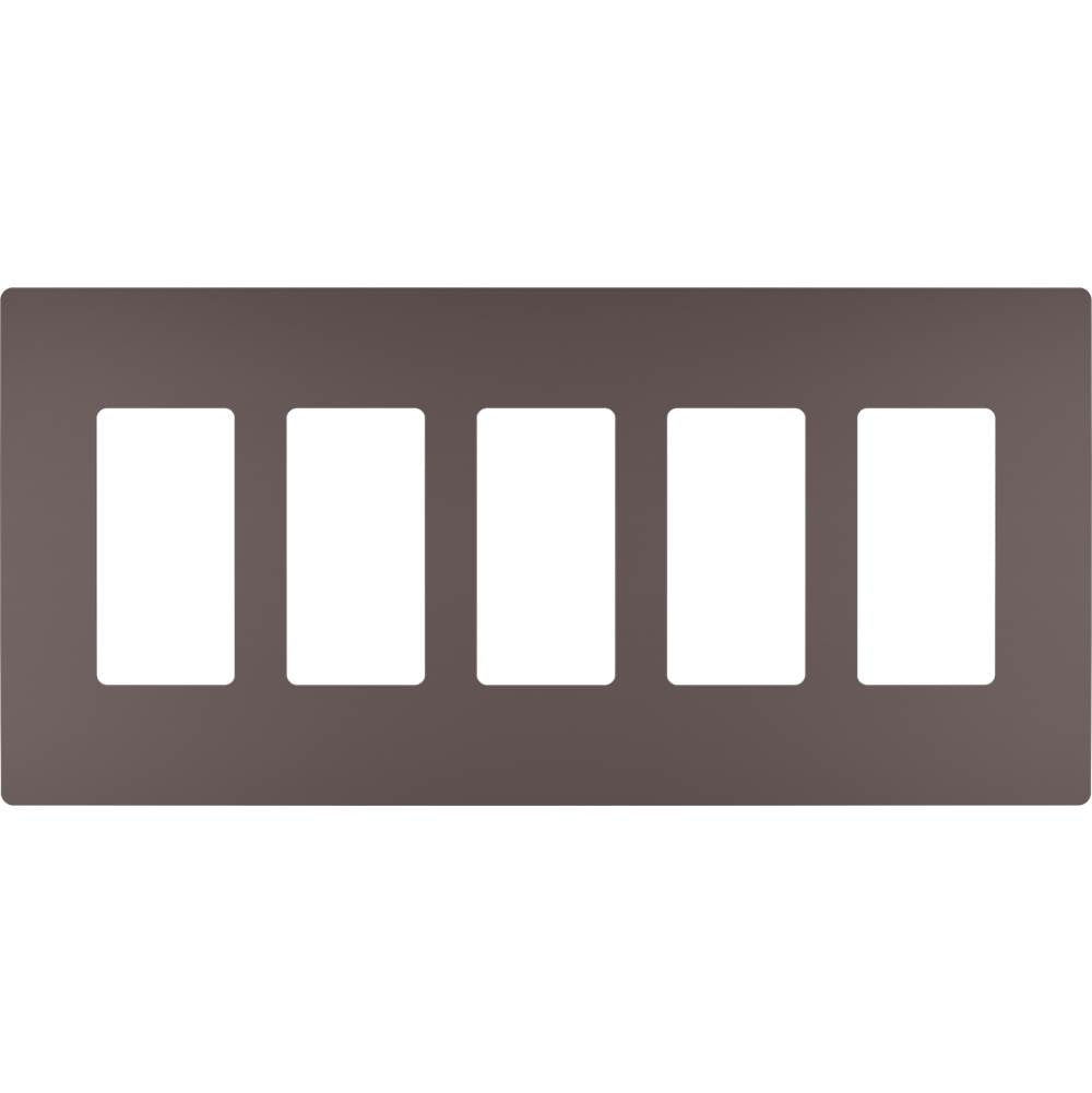 radiant Five-Gang Screwless Wall Plate, Brown