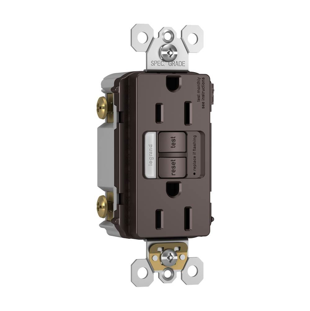 radiant 15A Tamper-Resistant Self-Test GFCI Outlet with Night Light, Dark Bronze
