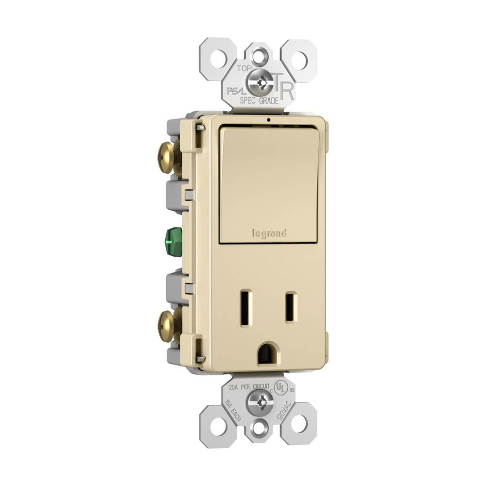 radiant Single-Pole/3-Way Switch with 15A Tamper-Resistant Outlet, Black
