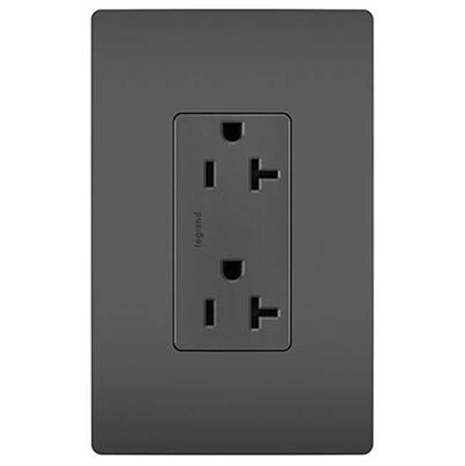 Legrand - radiant Spec-Grade 20A Tamper-Resistant Receptacle, Black - Black