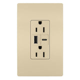 Legrand - radiant 15A Tamper-Resistant USB Type A/C Outlet, Ivory - Ivory