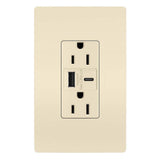Legrand - radiant 15A Tamper-Resistant USB Type A/C Outlet, Light Almond - Light Almond