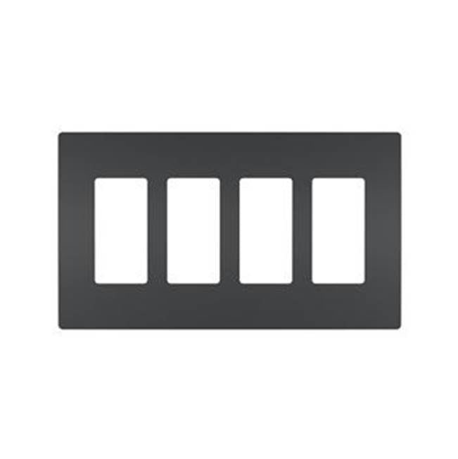 Legrand - radiant Four-Gang Screwless Wall Plate, Graphite - Graphite