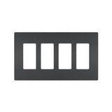Legrand - radiant Four-Gang Screwless Wall Plate, Graphite - Graphite