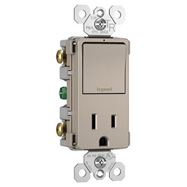 radiant Single-Pole/3-Way Switch with 15A Tamper-Resistant Outlet, Dark Bronze
