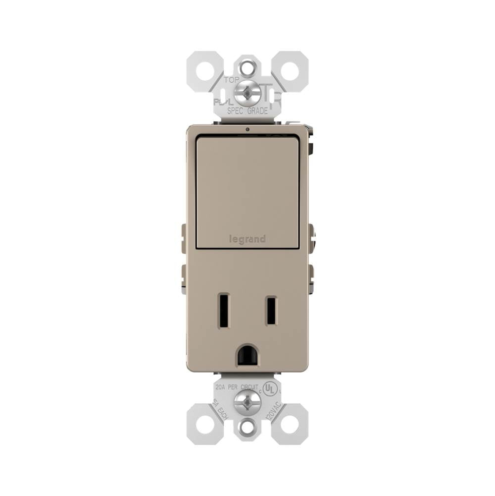 radiant Single-Pole/3-Way Switch with 15A Tamper-Resistant Outlet, Dark Bronze