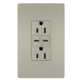 Legrand - radiant 15A Tamper-Resistant USB Type C/C Outlet, Nickel - Nickel