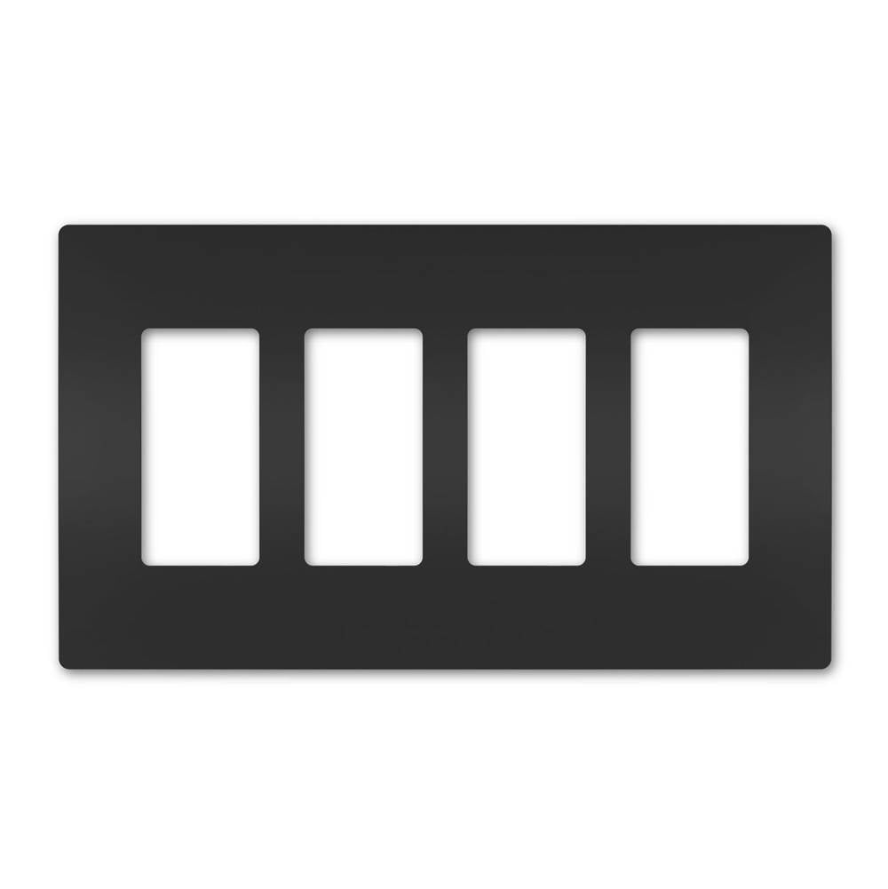 Legrand - radiant Four-Gang Screwless Wall Plate, Black - Black