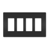 Legrand - radiant Four-Gang Screwless Wall Plate, Black - Black