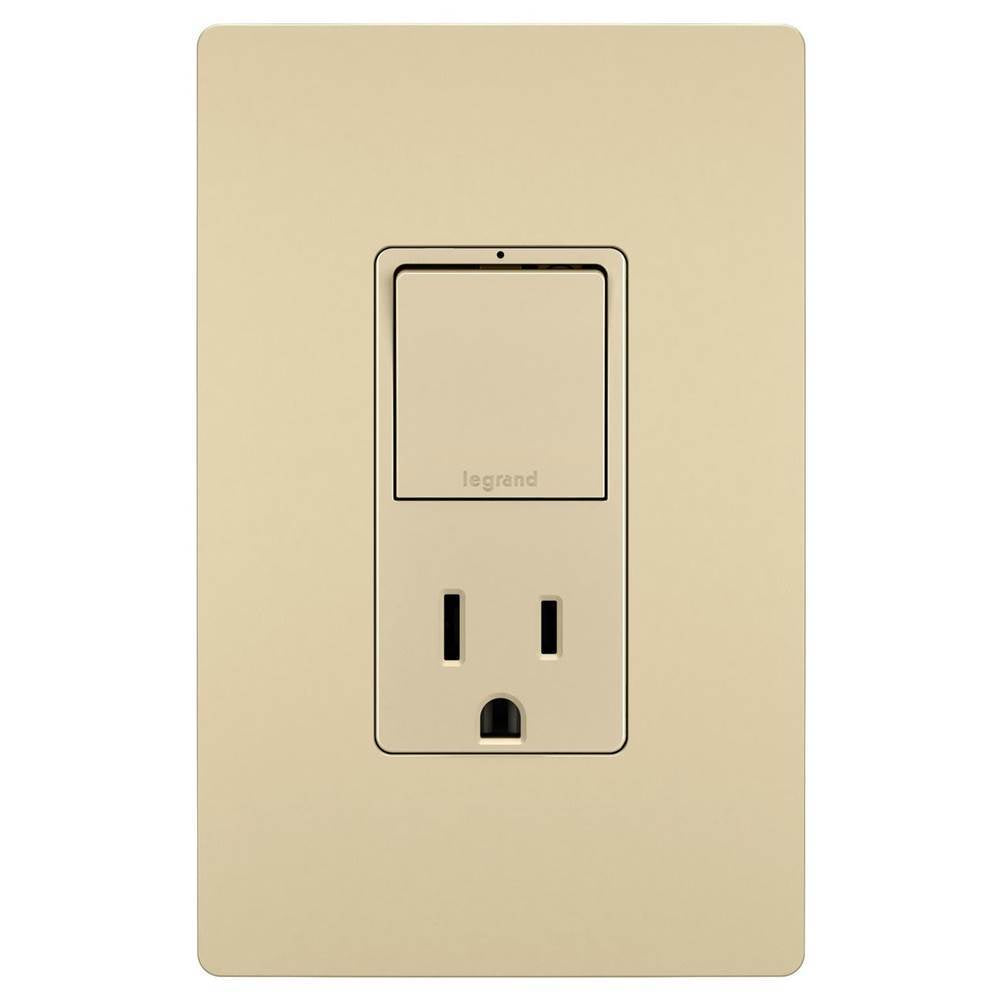 Legrand - radiant Single-Pole/3-Way Switch with 15A Tamper-Resistant Outlet, Ivory - Ivory