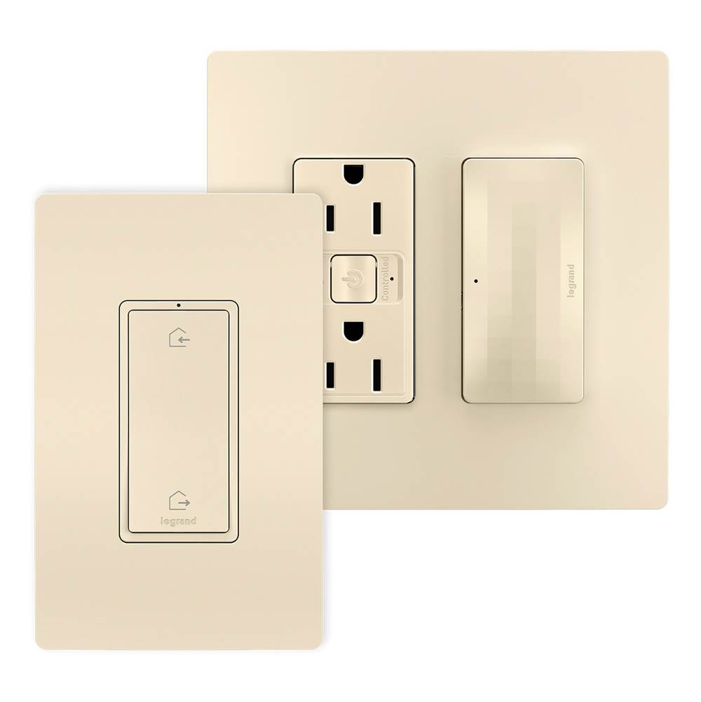 Legrand - radiant with Netatmo Outlet Kit with Home/Away Switch, Light Almond - Light Almond