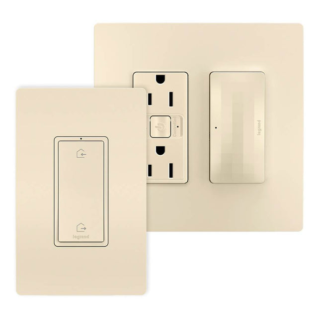 Legrand - radiant with Netatmo Outlet Kit with Home/Away Switch, Light Almond - Light Almond