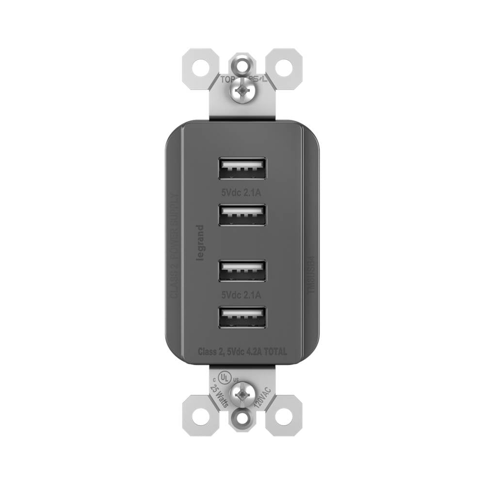 radiant Quad USB Charger, Black