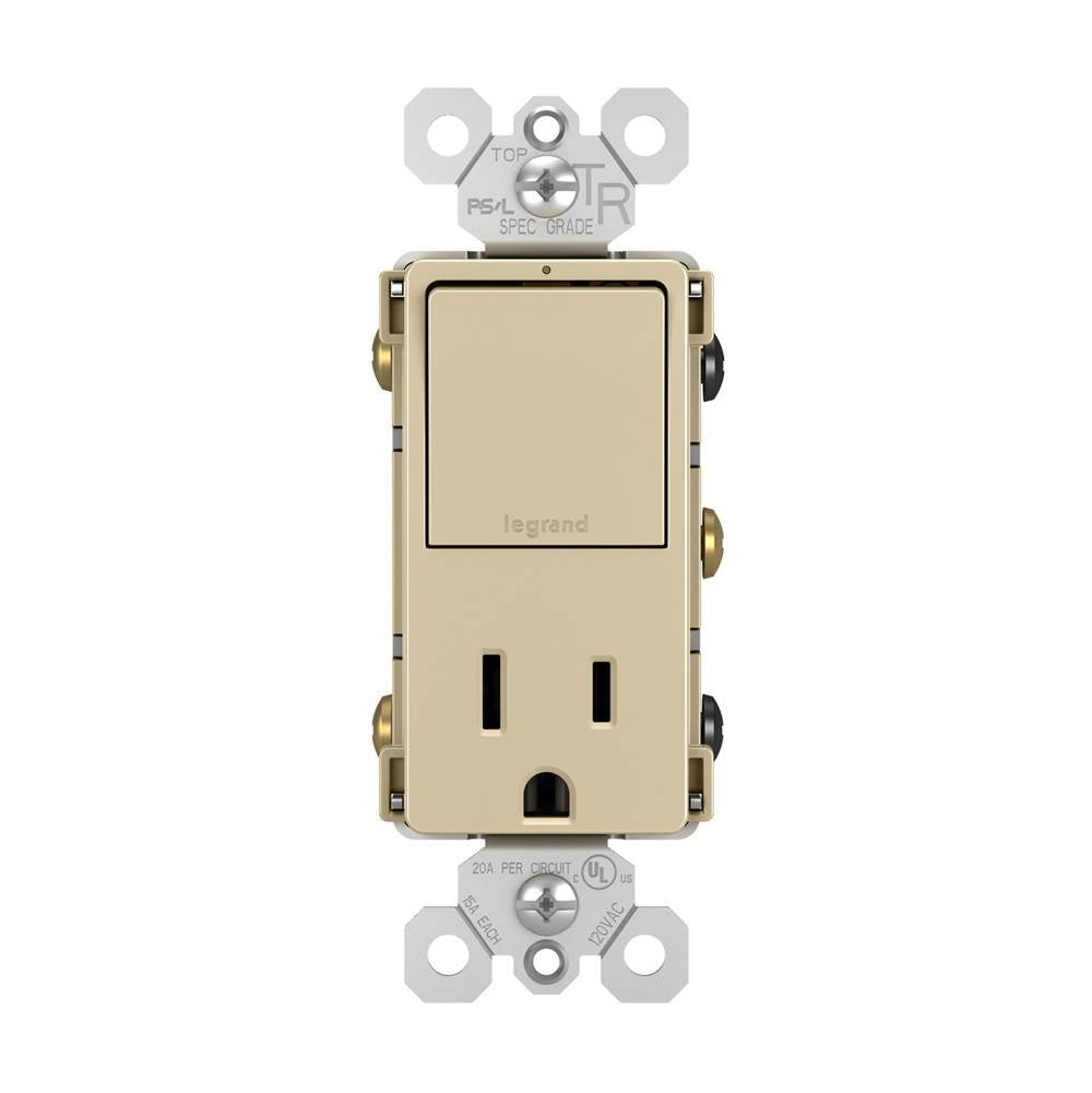 radiant Single-Pole/3-Way Switch with 15A Tamper-Resistant Outlet, Black