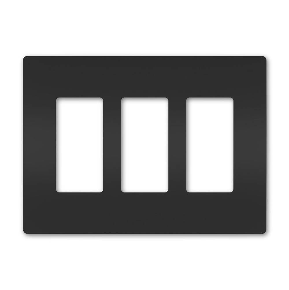Legrand - radiant Three-Gang Screwless Wall Plate, Black - Black