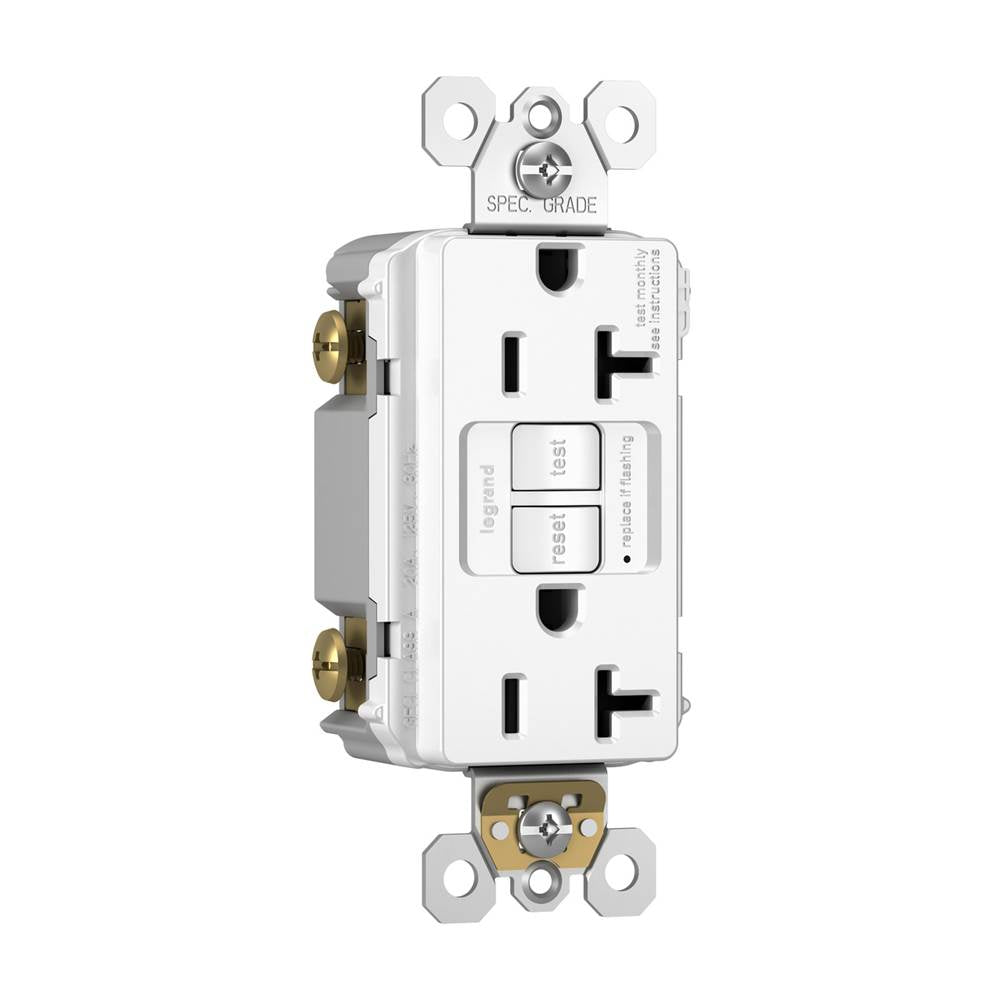 Legrand - radiant Spec-Grade 20A Tamper-Resistant Self-Test GFCI Receptacle, White - White