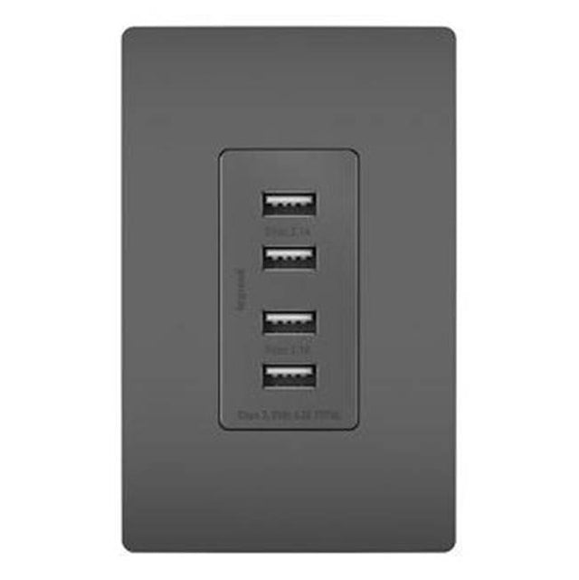 Legrand - radiant Quad USB Charger, Black - Black