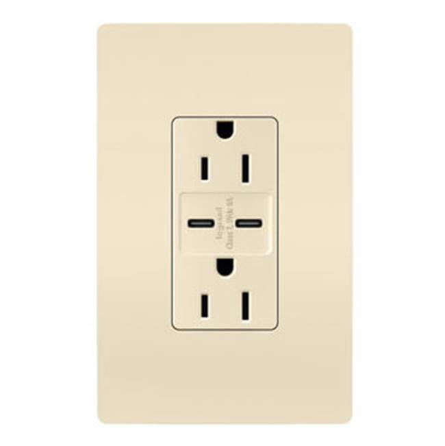 Legrand - radiant 15A Tamper-Resistant Ultra-Fast USB Type C/C Outlet, Light Almond - Light Almond