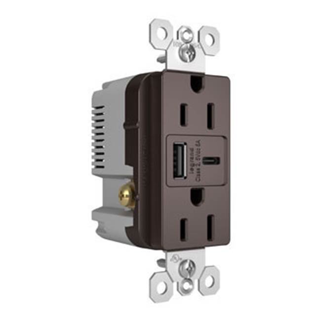 radiant 15A Tamper-Resistant Ultra-Fast USB Type-A/C Outlet, Dark Bronze