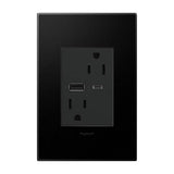 adorne Dual-USB, 15A, Tamper-Resistant, A/C USB Hybrid Outlet, Graphite