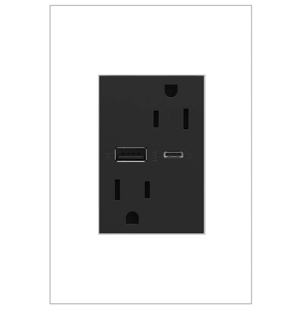 Legrand - adorne Dual-USB, 15A, Tamper-Resistant, A/C USB Hybrid Outlet, Graphite - Graphite