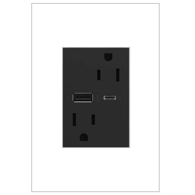 Legrand - adorne Dual-USB, 15A, Tamper-Resistant, A/C USB Hybrid Outlet, Graphite - Graphite