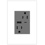 Legrand - adorne Dual-USB, 15A, Tamper-Resistant, A/C USB Hybrid Outlet, Magnesium - Magnesium