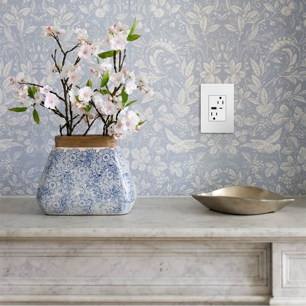 adorne Dual-USB, 15A, Tamper-Resistant, A/C USB Hybrid Outlet, White