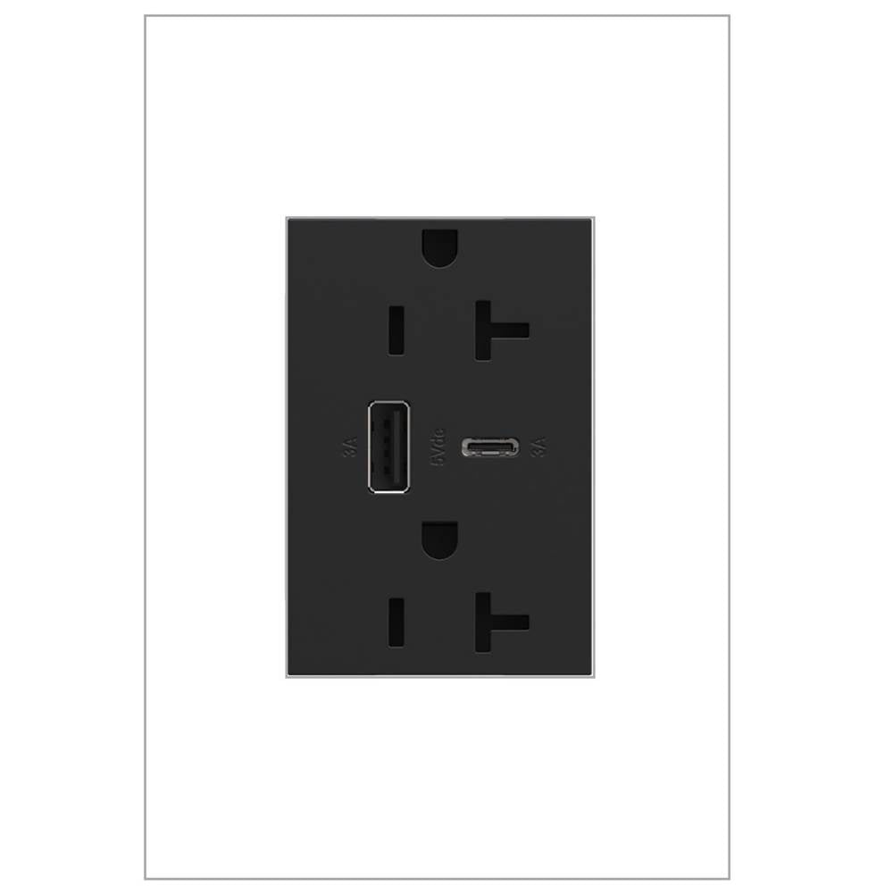 Legrand - adorne Dual-USB, 20A, Tamper-Resistant, A/C USB Hybrid Outlet, Graphite - Graphite
