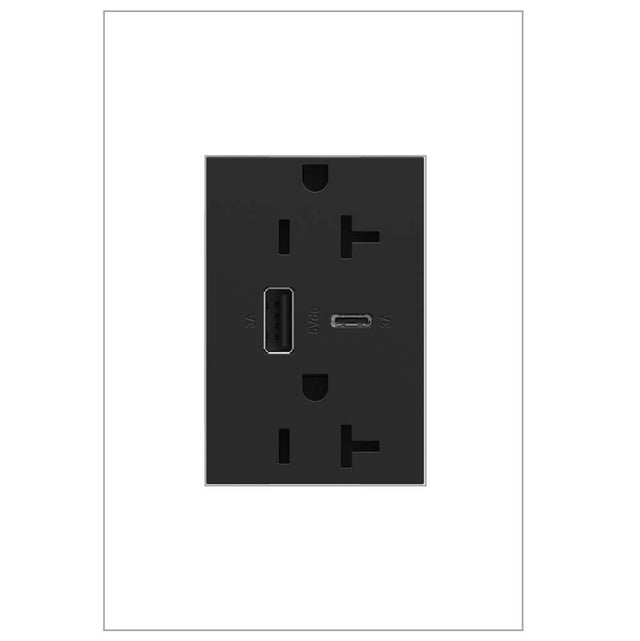 Legrand - adorne Dual-USB, 20A, Tamper-Resistant, A/C USB Hybrid Outlet, Graphite - Graphite