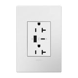 adorne Dual-USB, 20A, Tamper-Resistant, A/C USB Hybrid Outlet, White