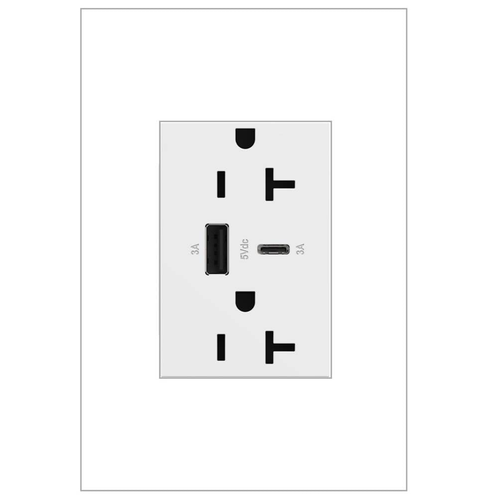 Legrand - adorne Dual-USB, 20A, Tamper-Resistant, A/C USB Hybrid Outlet, White - White