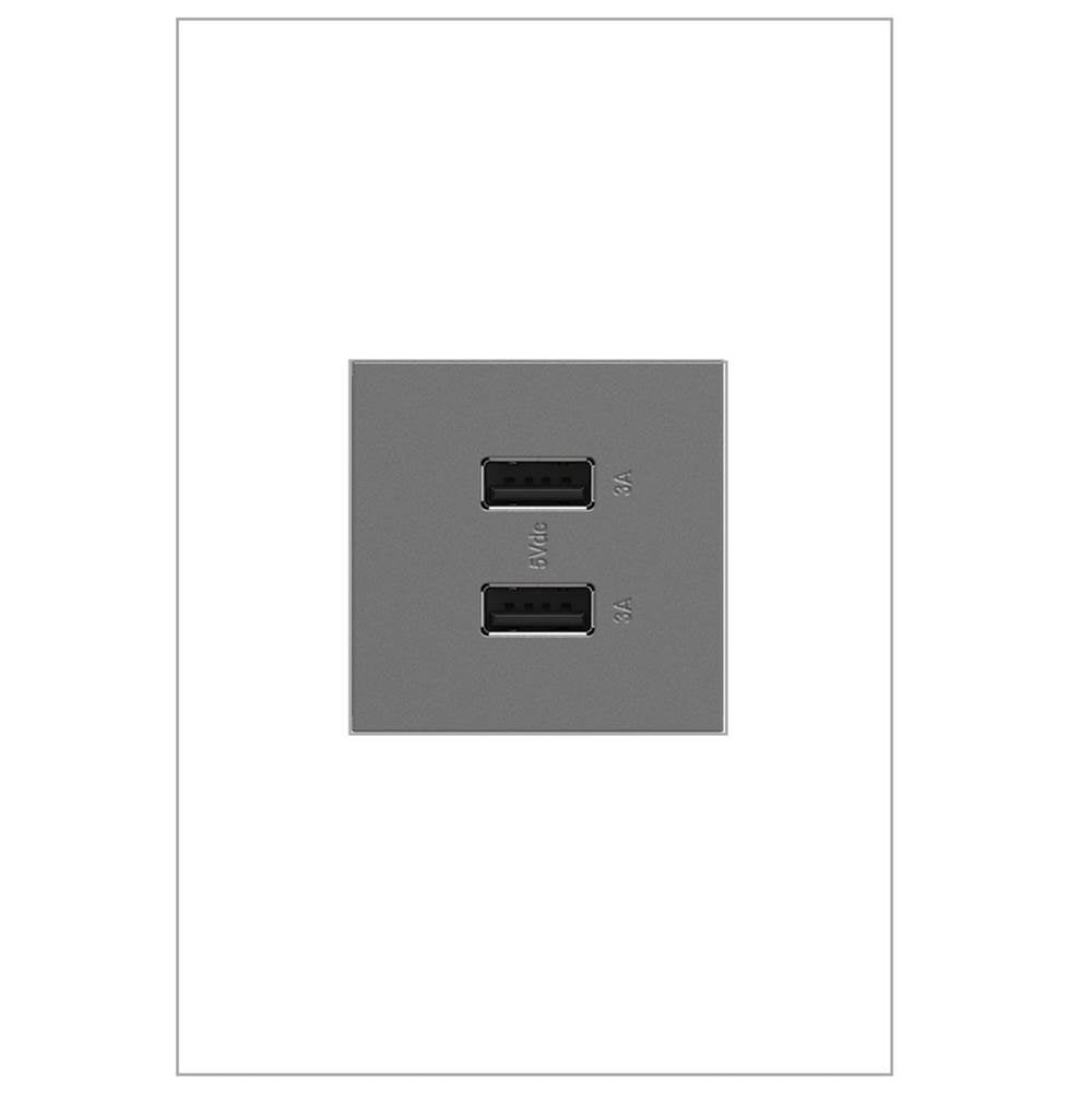 Legrand - adorne Full-Size, A/A USB Outlet, Magnesium - Magnesium