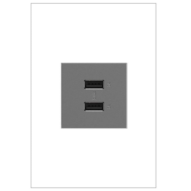 Legrand - adorne Full-Size, A/A USB Outlet, Magnesium - Magnesium