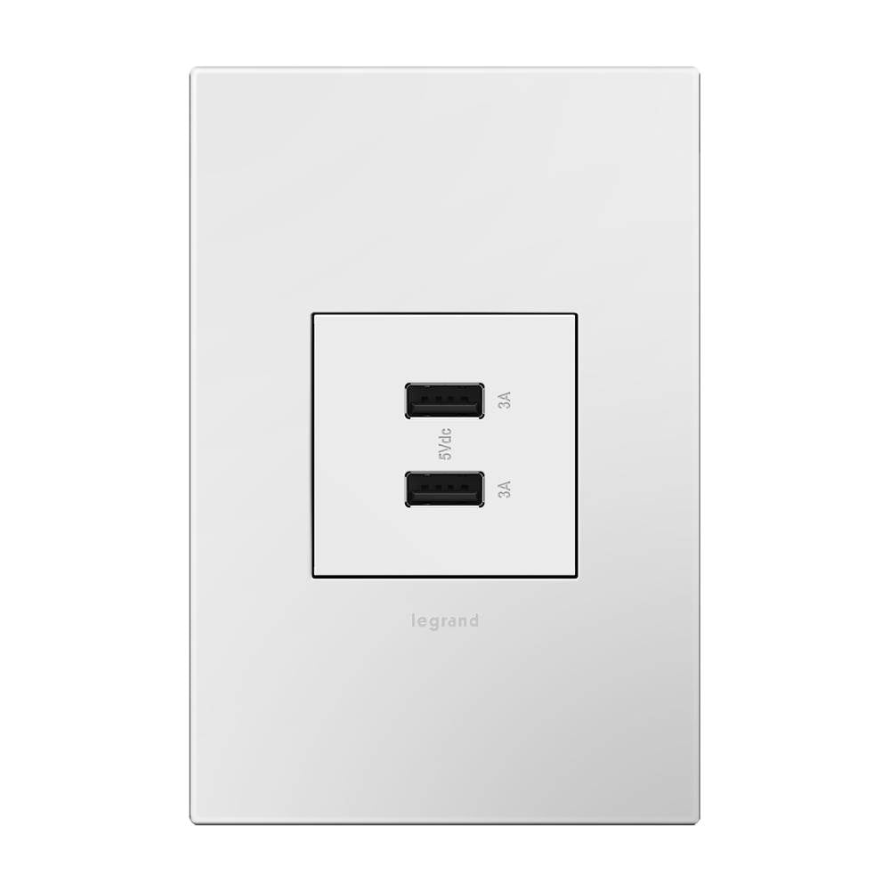adorne Full-Size, A/A USB Outlet, White