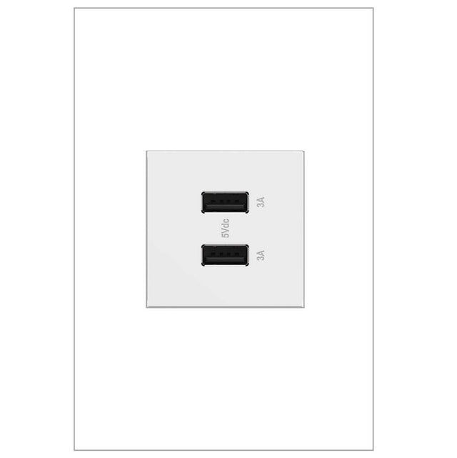 Legrand - adorne Full-Size, A/A USB Outlet, White - White