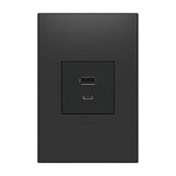 adorne Full-Size, Hybrid USB Outlet, A/C USB Outlet, Graphite