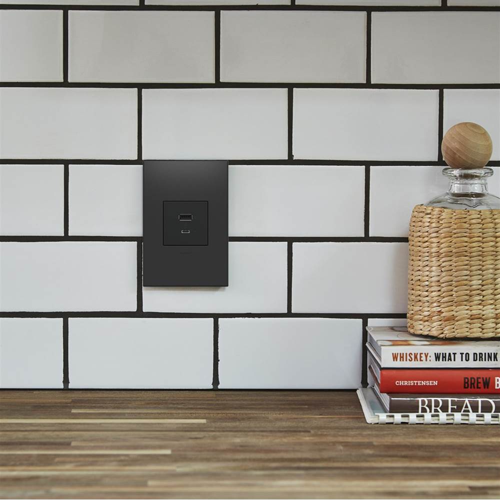 adorne Full-Size, Hybrid USB Outlet, A/C USB Outlet, Graphite