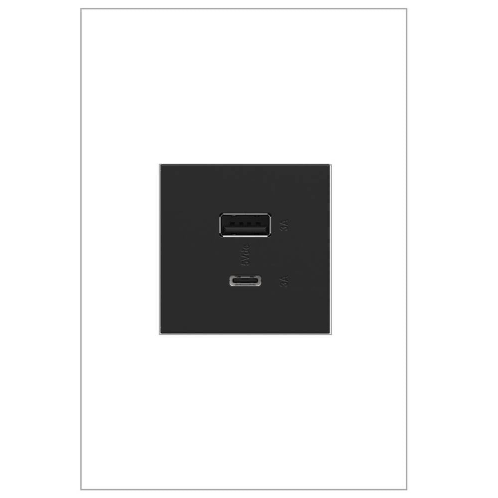 Legrand - adorne Full-Size, Hybrid USB Outlet, A/C USB Outlet, Graphite - Graphite