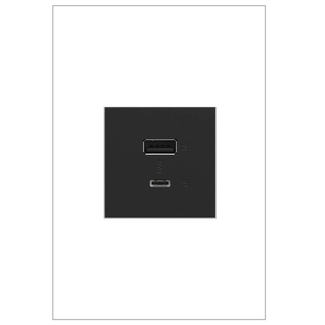 Legrand - adorne Full-Size, Hybrid USB Outlet, A/C USB Outlet, Graphite - Graphite
