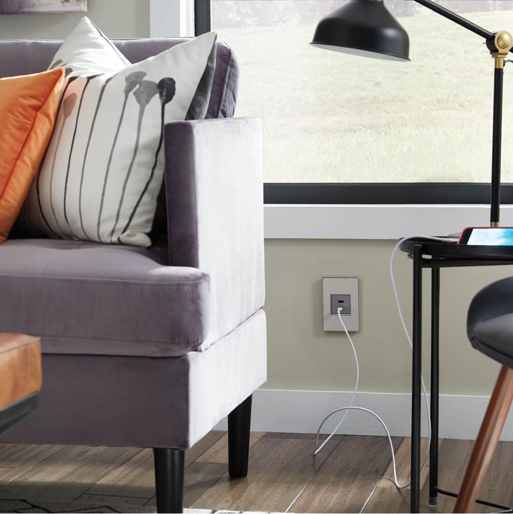 adorne Full-Size, Hybrid USB Outlet, A/C USB Outlet, Magnesium