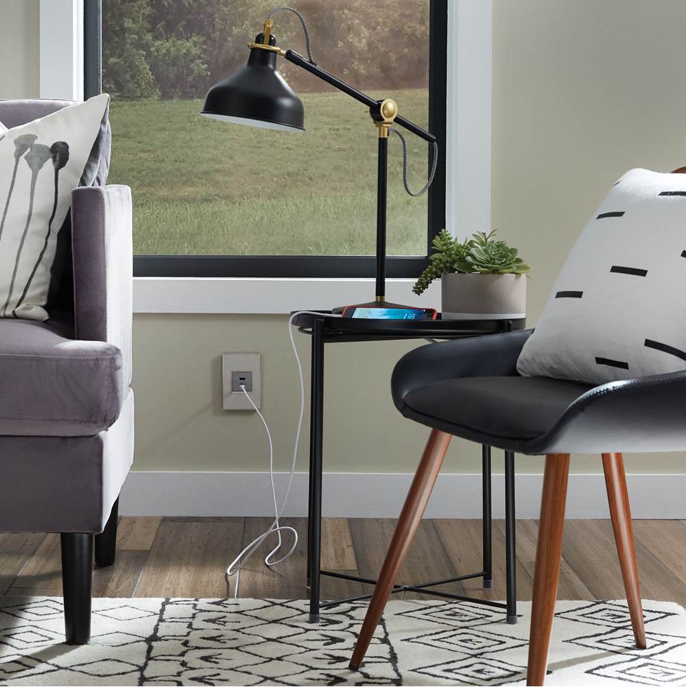 adorne Full-Size, Hybrid USB Outlet, A/C USB Outlet, Magnesium