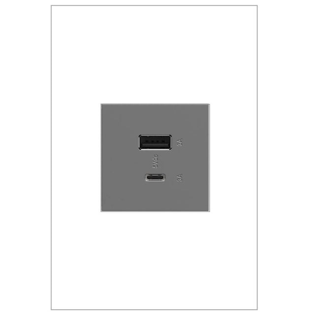 Legrand - adorne Full-Size, Hybrid USB Outlet, A/C USB Outlet, Magnesium - Magnesium