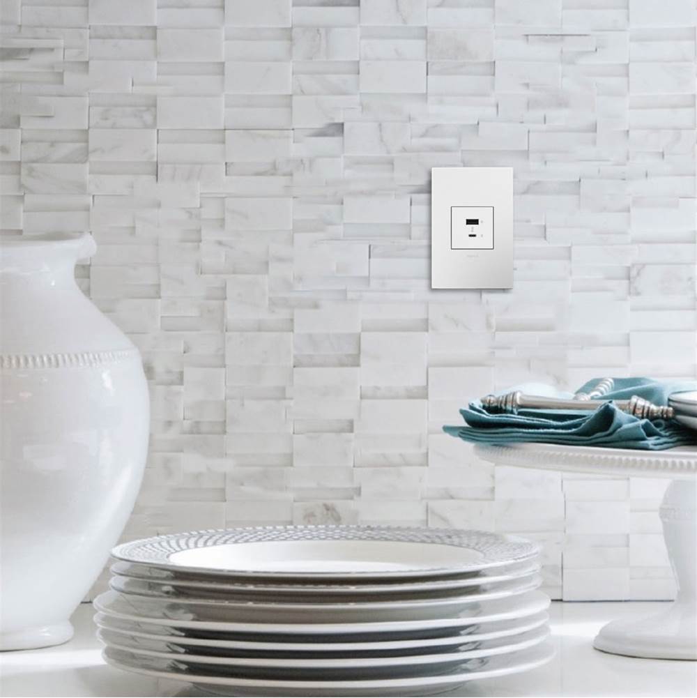 adorne Full-Size, Hybrid USB Outlet, A/C USB Outlet, White