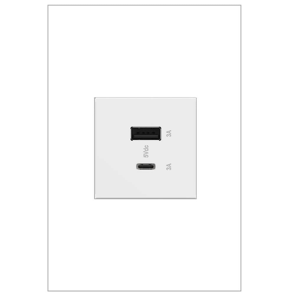 Legrand - adorne Full-Size, Hybrid USB Outlet, A/C USB Outlet, White - White