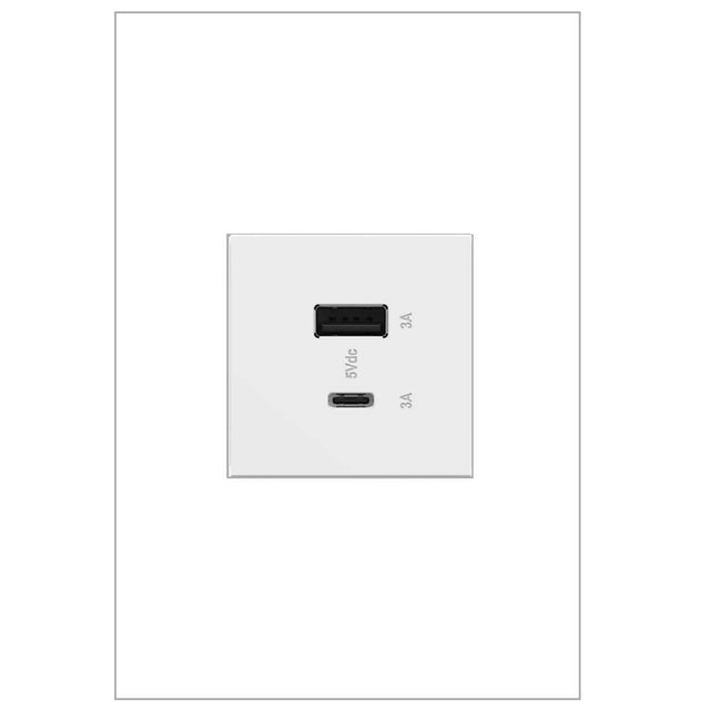 Legrand - adorne Full-Size, Hybrid USB Outlet, A/C USB Outlet, White - White